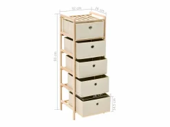 vidaxl Estantería de almacenaje 5 cestas de tela madera de cedro