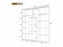 Merax Estantería de almacenaje moderna de estilo minimalista - 160 x 30 x 180 cm - MDF + metal -