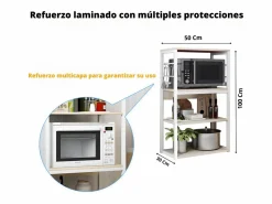 New Estantería de Cocina Unidad de Cocina Alta con estantes de Almacenamiento, Marco de Metal , Estante Industrial para microondas 50x30x100 Cm, Col Blanco