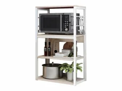 New Estantería de Cocina Unidad de Cocina Alta con estantes de Almacenamiento, Marco de Metal , Estante Industrial para microondas 50x30x100 Cm, Col Blanco