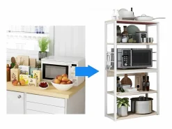Hot Estantería de Cocina, Unidad de Cocina Alta con estantes de Almacenamiento, Marco de Metal , Estante Industrial para microondas 50x30x130 Cm Mueble Camarera