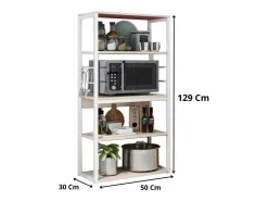 Hot Estantería de Cocina, Unidad de Cocina Alta con estantes de Almacenamiento, Marco de Metal , Estante Industrial para microondas 50x30x130 Cm Mueble Camarera
