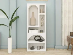 Vente-unique Estantería de diseño con 5 huecos - - LUELA Blanco