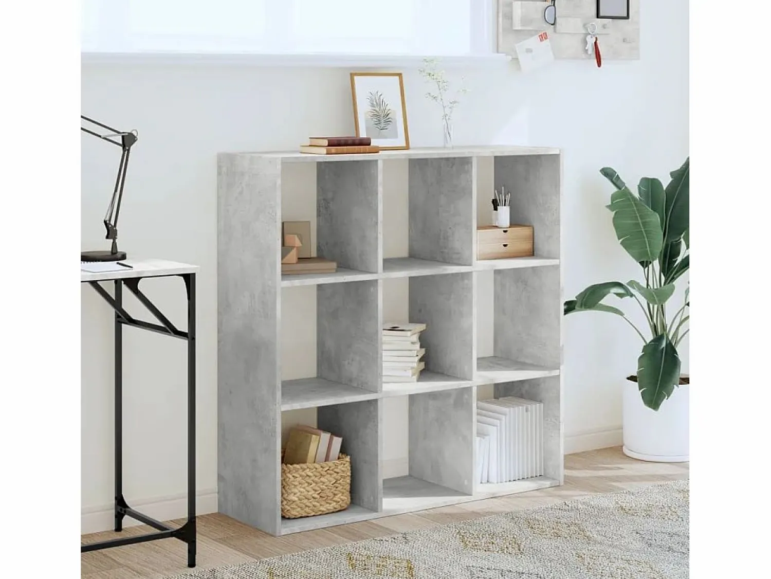 Clicnbuy Estantería de madera de ingeniería hormigón 102x32x102 cm