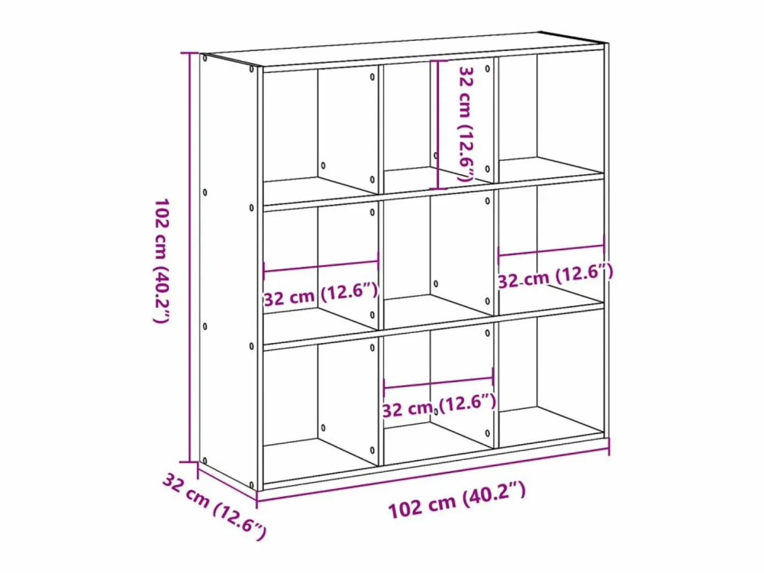 Clicnbuy Estantería de madera de ingeniería hormigón 102x32x102 cm
