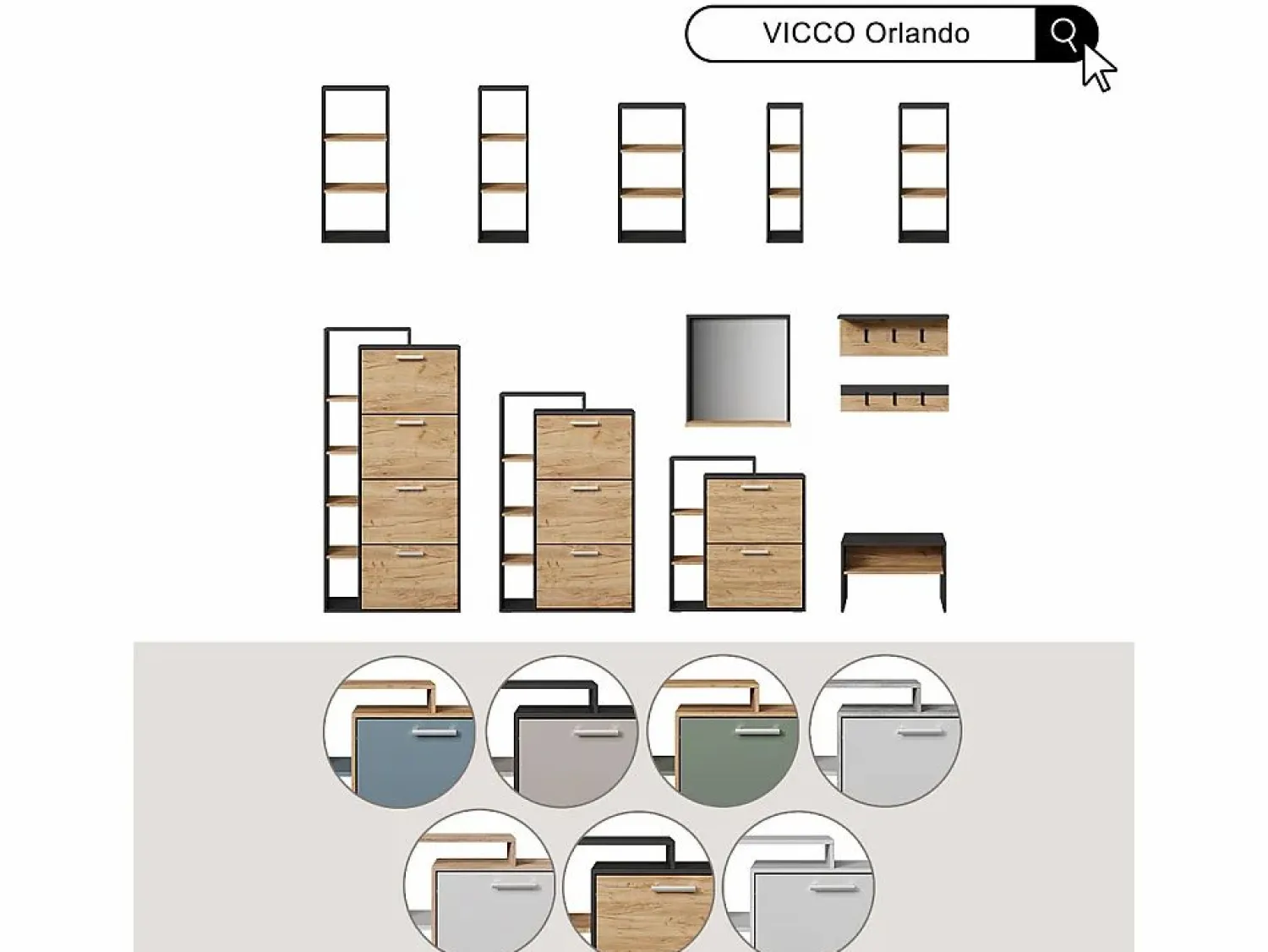 Discount Vicco Estantería de pie antracita/roble dorado 21.6x24x80.1 orlando Gris antracita