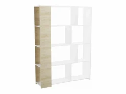 Estantería Decorativa, Librería, Separador Ambientes, Acabado en Roble y , Medidas: 176 cm (Alto) x 129 cm (Ancho) x 28 cm (Fondo) – Meyvaser
