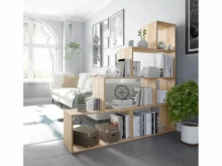 Discount Loungitude Estantería escalonada 6 compartimentos - A145 cm - Klum Beige