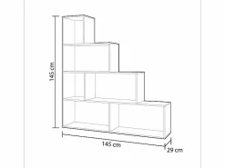 Loungitude Estantería escalonada 6 compartimentos - A145 cm - Klum Blanco