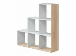 Outlet Loungitude Estantería escalonada 6 compartimentos y 3 estantes - Al. 110 cm Blanco