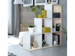 Outlet Loungitude Estantería escalonada 6 compartimentos y 3 estantes - Al. 110 cm Blanco