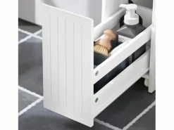 Clearance Sobuy Estantería Estrecha para Nichos para Baño Armario Móvil Multifuncional de Almacenaje Mueble Auxiliar con 2 Cajones y 4 Ruedas 60 x 20 x 75 BZR111-W ES Blanco