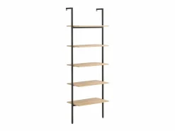 vidaxl Estantería inclinada 5 baldas marrón claro negro 64x35x185 cm