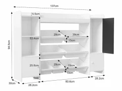 Clearance Estantería infantil con 8 compartimentos y tablero de dibujo, color Blanco