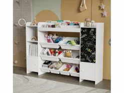 Clearance Estantería infantil con 8 compartimentos y tablero de dibujo, color Blanco