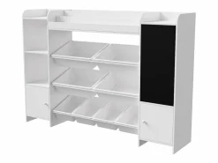 Clearance Estantería infantil con 8 compartimentos y tablero de dibujo, color Blanco