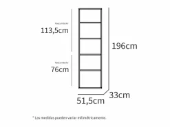 Estantería Librería Estrecha Scaled 197x52x33 cm Blanco