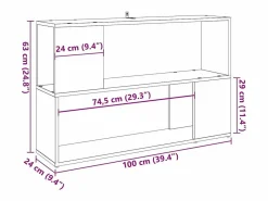 Clicnbuy Estantería madera de ingeniería roble artisan 100x24x63 cm