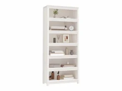 Outlet Estantería madera maciza de pino blanca 80x35x183 cm Librería