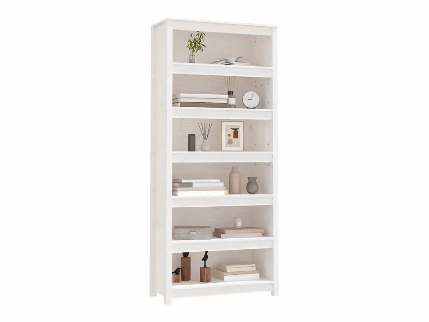 vidaxl Estantería madera maciza de pino blanca 80x35x183 cm