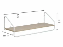Estantería mural de madera y metal L90 cm NELO