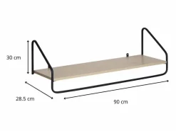 Estantería mural de madera y metal L90 cm NELO