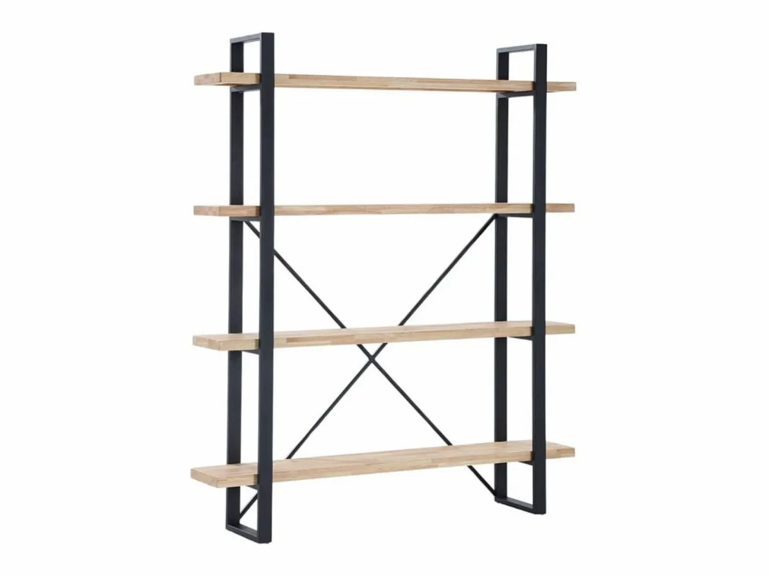Hot Basic Estantería Plank 4 estantes metal roble nordish/negro 180x150x30 cm Adec Negro / Color natural claro