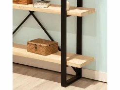 Hot Basic Estantería Plank 4 estantes metal roble nordish/negro 180x150x30 cm Adec Negro / Color natural claro