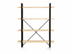 Hot Basic Estantería Plank 4 estantes metal roble nordish/negro 180x150x30 cm Adec Negro / Color natural claro