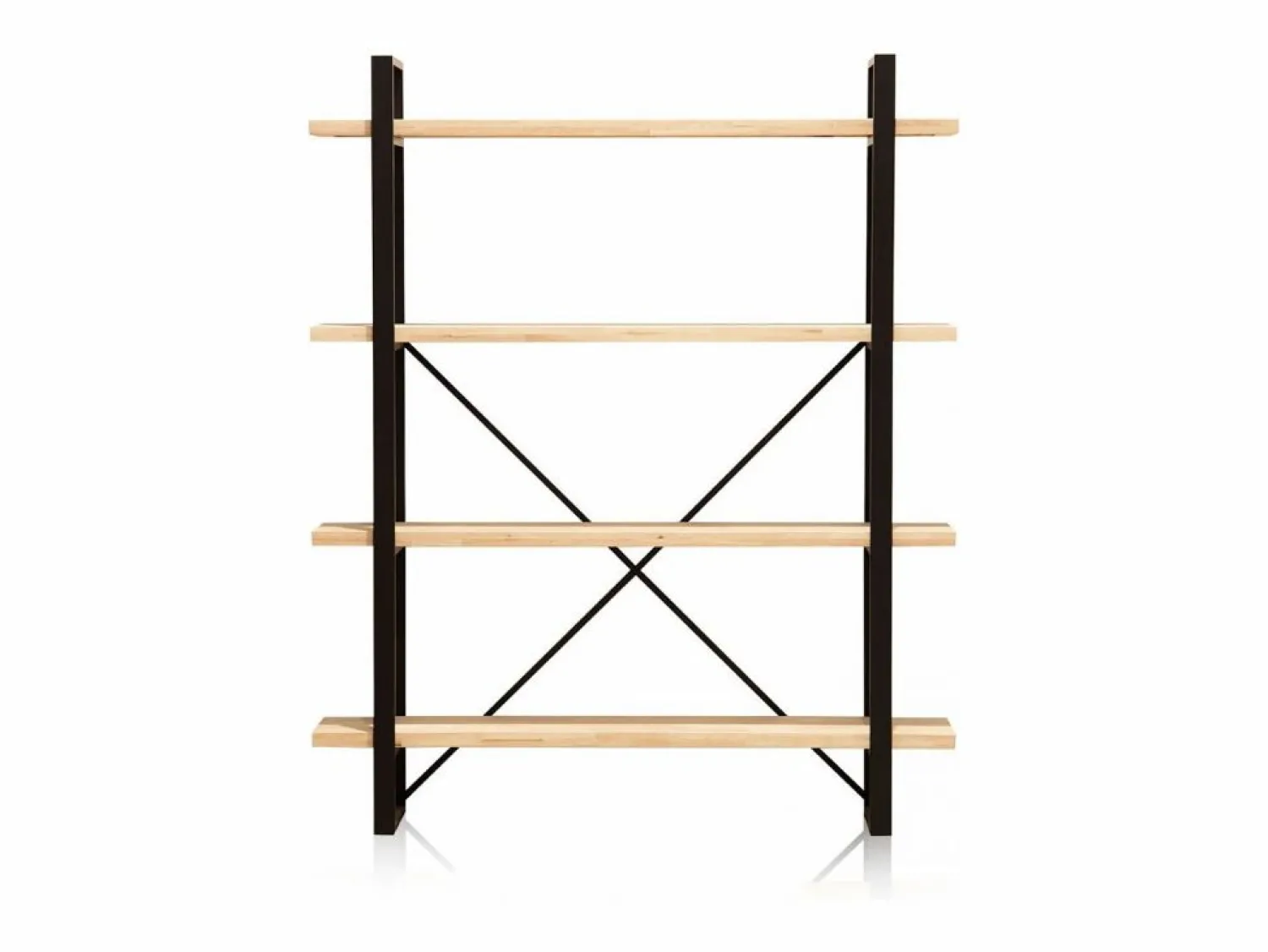 Hot Basic Estantería Plank 4 estantes metal roble nordish/negro 180x150x30 cm Adec Negro / Color natural claro