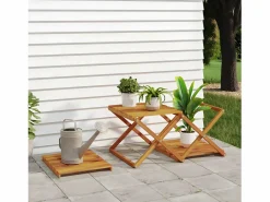 Clicnbuy Estantería plegable 3 alturas madera acacia marrón 43x31x63 cm