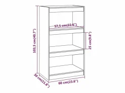 Outlet vidaxl Estantería/divisor de espacios madera pino 60x30x103,5cm Gris