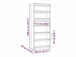 vidaxl Estantería/divisor espacios madera pino 80x30x199,5 cm