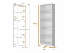 TuHome Estanteria Recta 4R Home en Melamina con 5 estantes , 180.59 cm X 62.73 cm X 29.71 cm ,