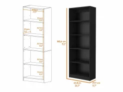 Sale TuHome Estanteria Recta 4R Home en Melamina con 5 estantes , 180.59 cm X 62.73 cm X 29.71 cm , Negro