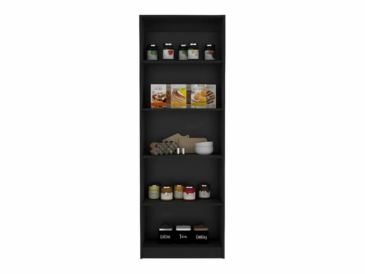 Sale TuHome Estanteria Recta 4R Home en Melamina con 5 estantes , 180.59 cm X 62.73 cm X 29.71 cm , Negro