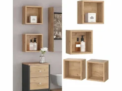 Vicco Estantes de baño roble dorado 25x15x25 senyo
