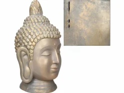 ECD Germany Estatua cabeza de Buda 74,5 cm aspecto bronce en poliresina