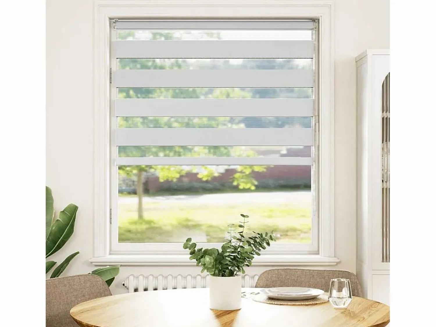 New Clicnbuy Estor cebra 95x100 cm tejido ancho 90,9 cm poliéster Blanco