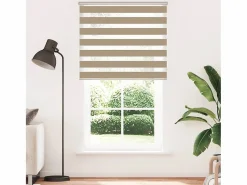 Clicnbuy Estor cebra marrón arena tejido ancho 120,9 cm poliéster