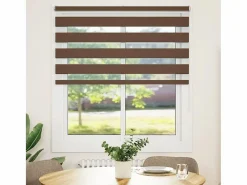 Clicnbuy Estor cebra marrón 135x100 cm tejido ancho 130,9 cm poliéster Marru00f3n