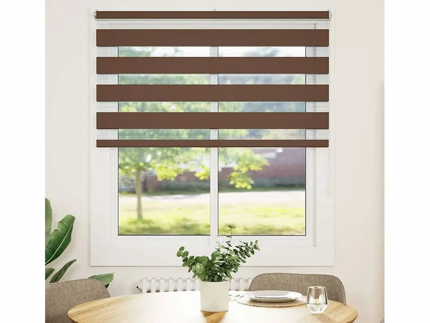 Online Clicnbuy Estor cebra marrón 125x100 cm tejido ancho 120,9 cm poliéster Marru00f3n
