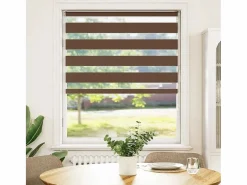 Clicnbuy Estor cebra marrón 110x150 cm tejido ancho 105,9 cm poliéster