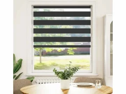 Outlet Clicnbuy Estor cebra 95x100 cm tejido ancho 90,9 cm poliéster Negro