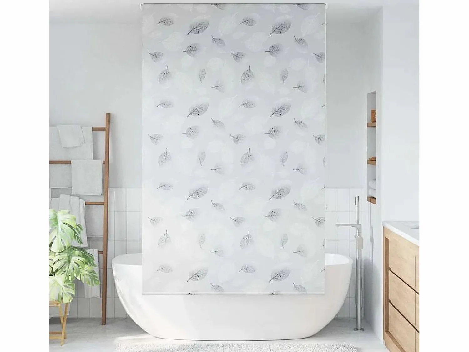 Discount Clicnbuy Estor enrollable para ducha tela 130x240 cm ancho 126 cm Gris