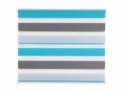 Online Helloshop26 Estor enrollable Zebra día y noche doble capa 80x150cm gris turquesa 19_0000860 Blanco
