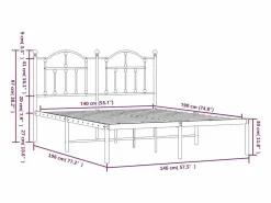 Outlet Estructura cama sin colchón con cabecero metal 140x190 cm Somier - 140X190Cm