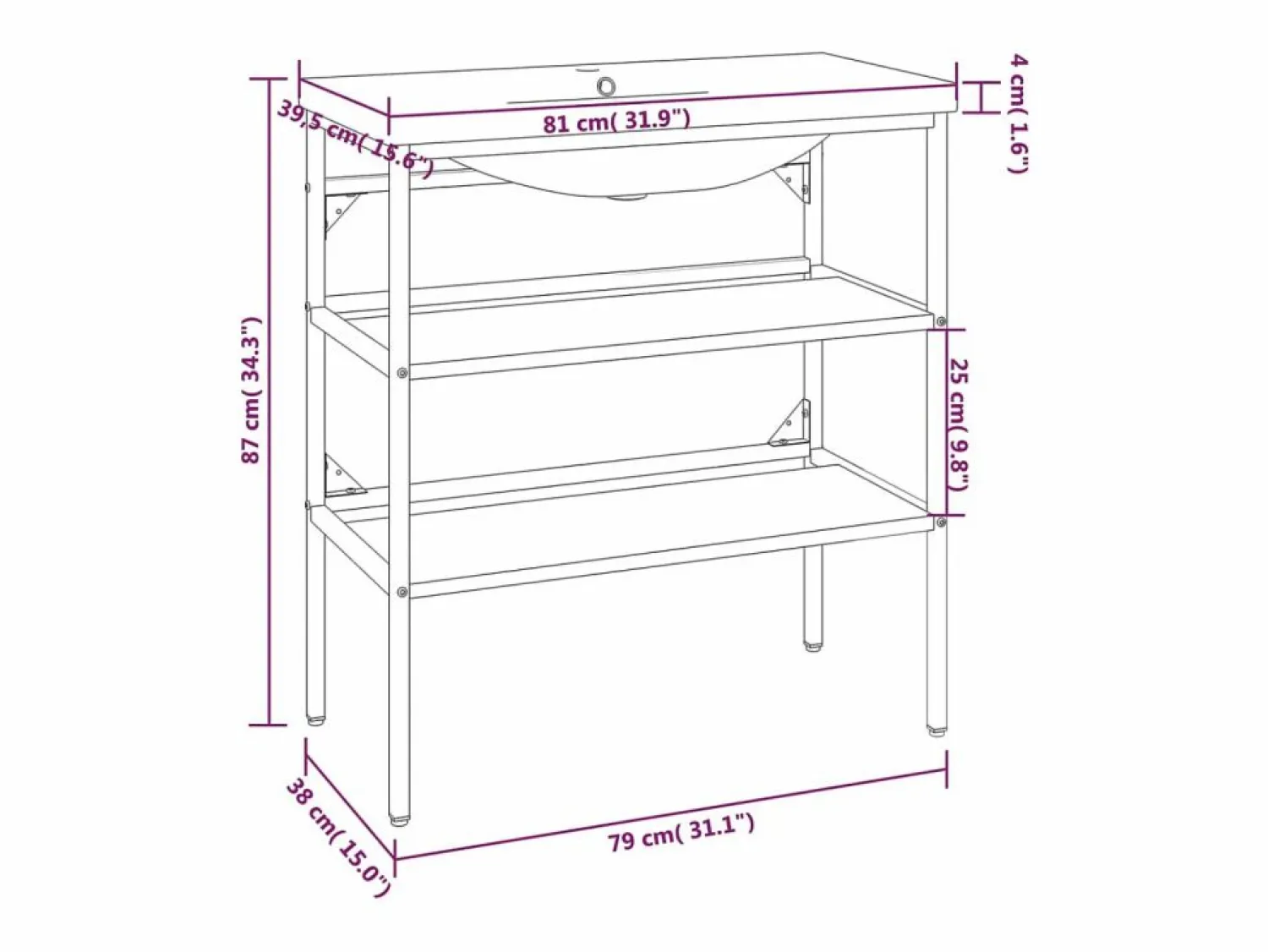 Discount Estructura de baño con lavabo incorporado hierro Estantería Sobre Inodoro