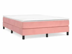 Clicnbuy Estructura de cama box spring terciopelo rosa 140x190 cm