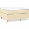 Online Clicnbuy Estructura de cama box spring tela color crema 140x190 cm